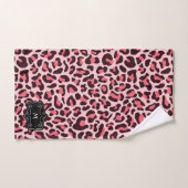 Rosa Leopard Print Monogram Badetuch Set (Handtuch)