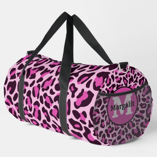 Rosa Leopard Print Monogram Large Duffel Bag Duffle Bag (Rechte Ecke)