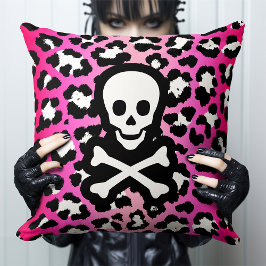 Rosa Leopard Print Piratenflagge Pirate Kissen