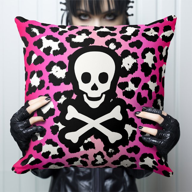 Rosa Leopard Print Piratenflagge Pirate Kissen (Von Creator hochgeladen)