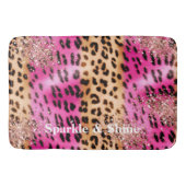 Rosa Leopard Print Rose Gold Glitzy Glitzer Badematte (Vorderseite)