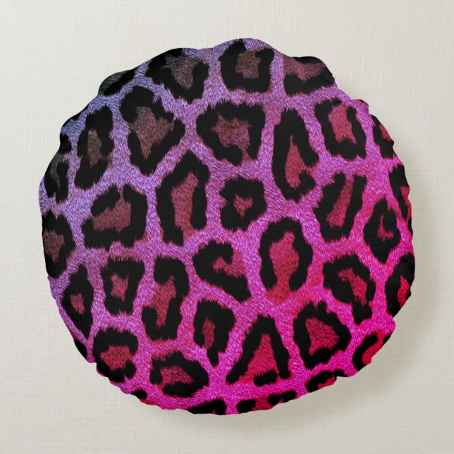 Rosa Leopard Print Round Throw Kissen (Rückseite)
