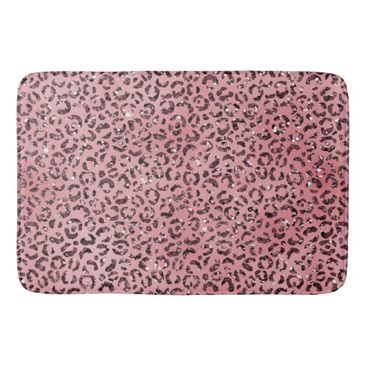 Rosa Leopard Print Sparkor Glitzer Badematte (Vorderseite)
