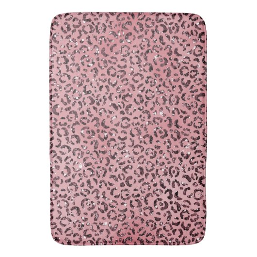 Rosa Leopard Print Sparkor Glitzer Badematte (Vorderseite Vertikal)