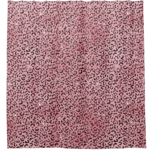Rosa Leopard Print Sparkor Glitzer Duschvorhang (Vorderseite)