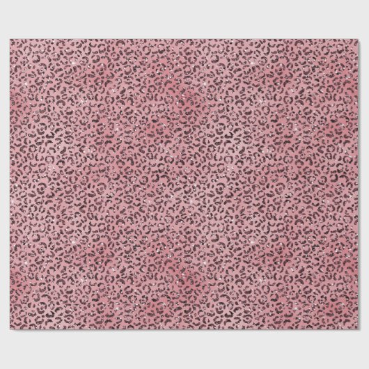 Rosa Leopard Print Sparkor Glitzer Geschenkpapier (Flach)