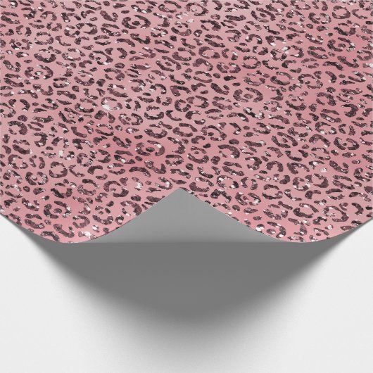 Rosa Leopard Print Sparkor Glitzer Geschenkpapier (Ecke)