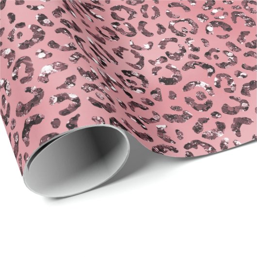 Rosa Leopard Print Sparkor Glitzer Geschenkpapier (Rolleneckpunkt)