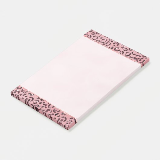 Rosa Leopard Print Sparkor Glitzer Post-it Klebezettel (angewinkelt)
