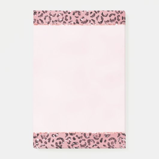 Rosa Leopard Print Sparkor Glitzer Post-it Klebezettel (Vorderseite)