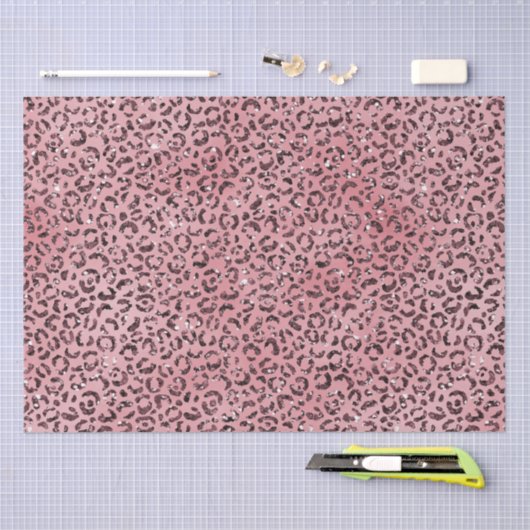 Rosa Leopard Print Sparkor Glitzer Seidenpapier (Handwerk)
