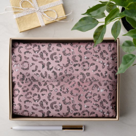 Rosa Leopard Print Sparkor Glitzer Seidenpapier (Geschenk)