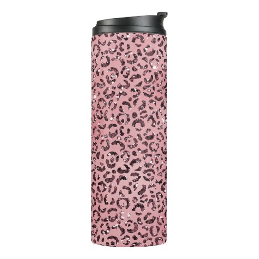 Rosa Leopard Print Sparkor Glitzer Thermosbecher (Nach links gedreht)