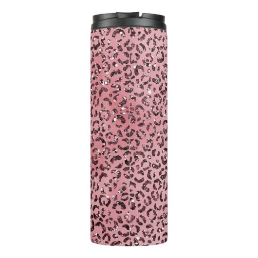 Rosa Leopard Print Sparkor Glitzer Thermosbecher (Rückseite)