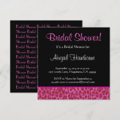 Rosa Leopard Print Square Brautparty Einladung (Vorne/Hinten)