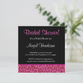 Rosa Leopard Print Square Brautparty Einladung (Stehend Vorderseite)