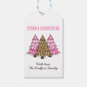 Rosa Leopard Print Weihnachtsbaumen Geschenkanhänger (Vorderseite)