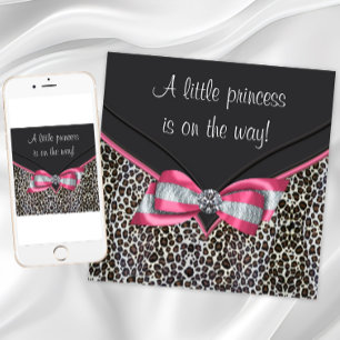 Rosa Leopard Prinzessin Baby Shower Einladungen