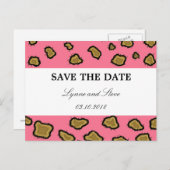 Rosa Leopard Save the Date drucken Ankündigungspostkarte (Vorne/Hinten)