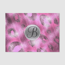 Rosa Leopard Shine Elegant Monogram Letter Initial