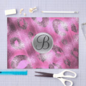 Rosa Leopard Shine Elegant Monogram Letter Initial Seidenpapier (Handwerk)
