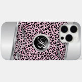 Rosa Leopard und Metalldruck | Monogramm Case-Mate iPhone Hülle (Rückseite (Horizontal))