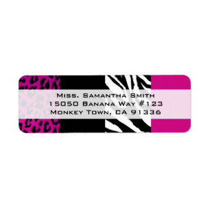 Rosa Leopard-und Zebra-Tierdruck-Rücksendeadresse