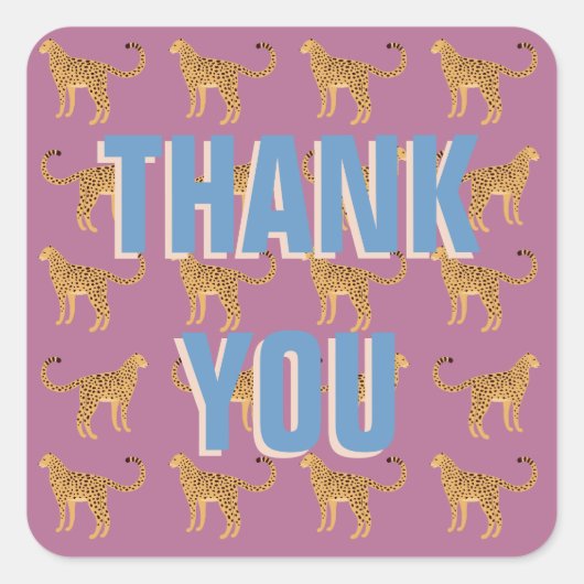 Rosa Leopard vielen Dank Quadratischer Aufkleber (Vorderseite)