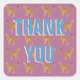 Rosa Leopard vielen Dank Quadratischer Aufkleber