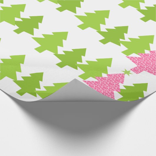 Rosa Leopard-Weihnachtsbaum Geschenkpapier (Ecke)