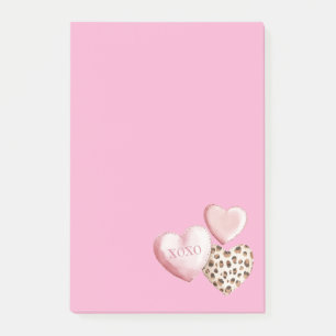 Rosa Leopard XOXO Liebe Herz Post-it Klebezettel