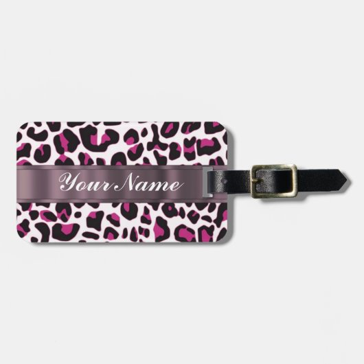 Rosa Leoparddruck Gepäckanhänger (Vorderseite horizontal)
