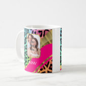 Rosa Leoparddruck in mehrfarbigen Farben Kaffeetasse (Vorderseite Links)