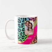 Rosa Leoparddruck in mehrfarbigen Farben Kaffeetasse (Links)