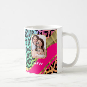 Rosa Leoparddruck in mehrfarbigen Farben Kaffeetasse