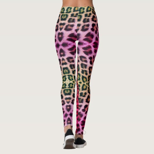 rosa Leoparddruck-NeonLeggings Leggings (Rückseite)