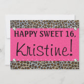 Rosa Leoparddruckeinladung Einladung (Rückseite)