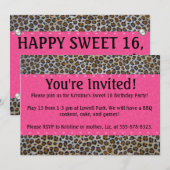 Rosa Leoparddruckeinladung Einladung (Vorne/Hinten)