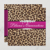 Rosa Leoparden Einladung (Vorne/Hinten)