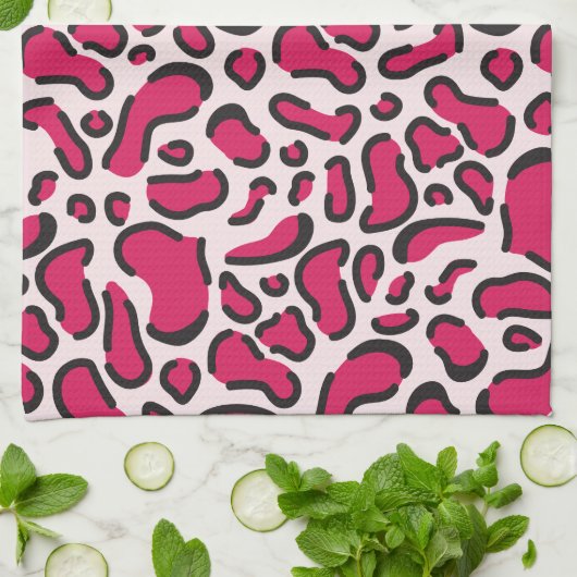 Rosa Leoparden Geschirrtuch (Gefaltet)