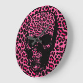Rosa Leoparden Große Wanduhr (Winkel)