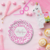 Rosa Leoparden Pappteller (Party)