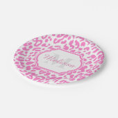 Rosa Leoparden Pappteller (Schrägansicht)