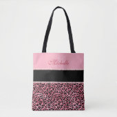 Rosa Leoparden, schwarz und rosa Mit Monogramm Tot Tasche (Vorderseite)