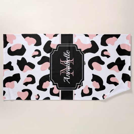 Rosa Leoparden Strandtuch (Vorderseite)