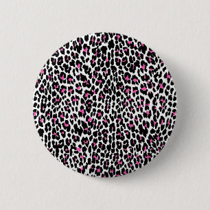 rosa Leopardendruck Button