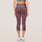 Rosa Leopardenhaut Exotisches Tier Capri Leggings (Rückseite)