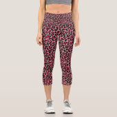 Rosa Leopardenhaut Exotisches Tier Capri Leggings (Vorderseite)