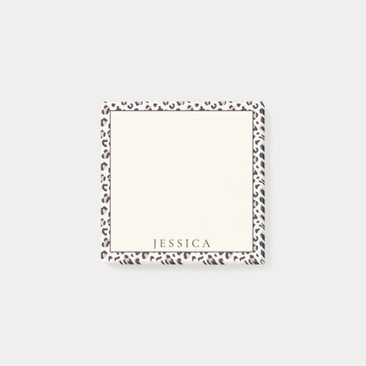 Rosa Leopardenmuster, individuelle Name Post-it Klebezettel (Vorderseite)