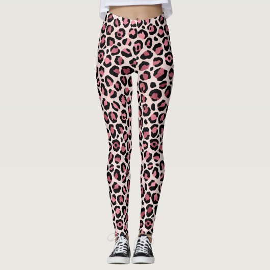 Rosa Leopardenmuster Leggings (Vorderseite)